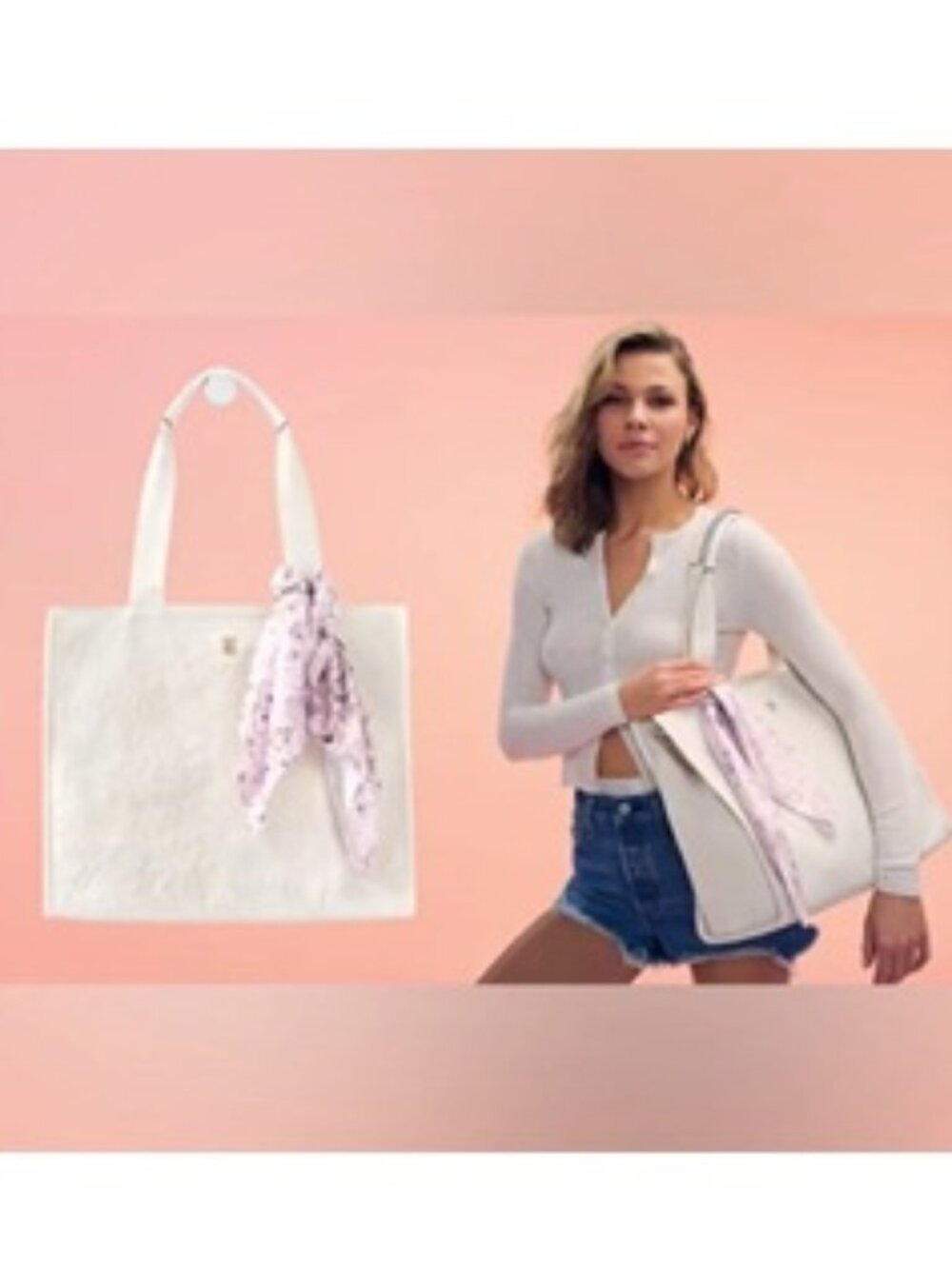 Nwt Victoria's Secret Floral-Embossed Tote Bag w/Satin Scarf